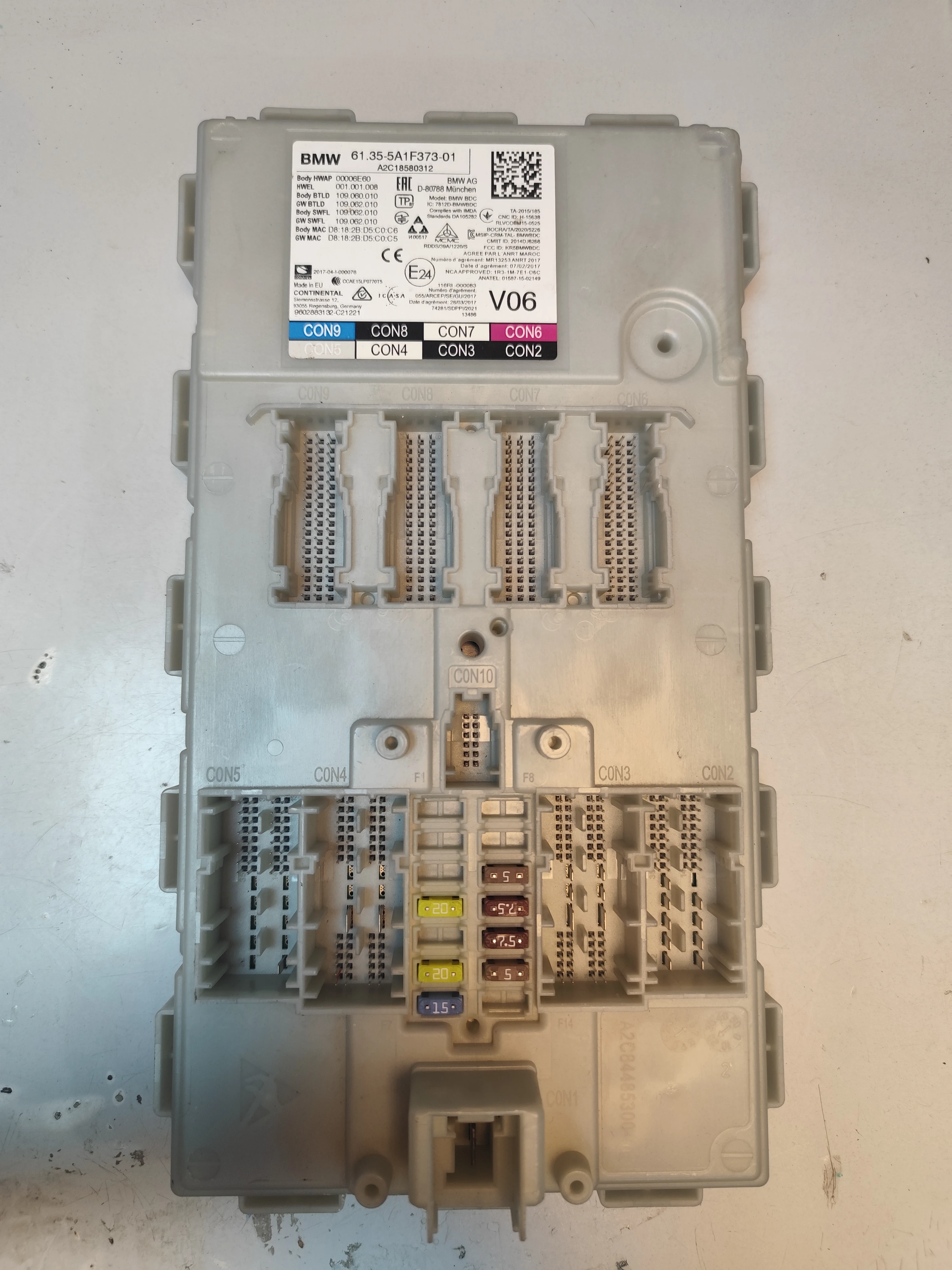 BMW BCM Body Control Modules (SAM Units) | 61.355A1F373 | Continental A2C18580312 | 001.001.008 | Genuine Used