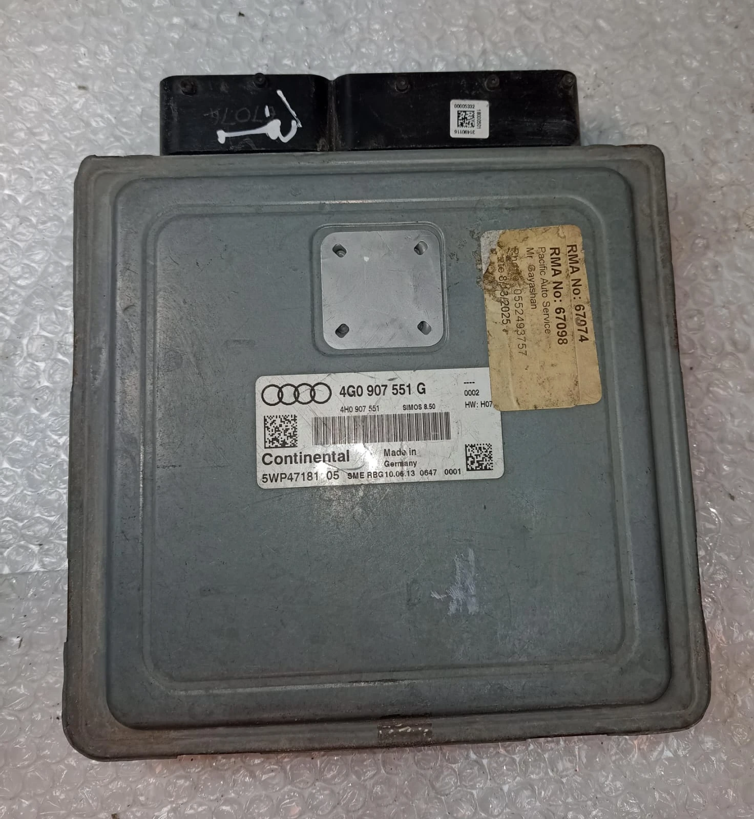 Audi ECU Engine Control Units | 4G0907551G | Continental 5WP4718105 | H07 | Genuine Used